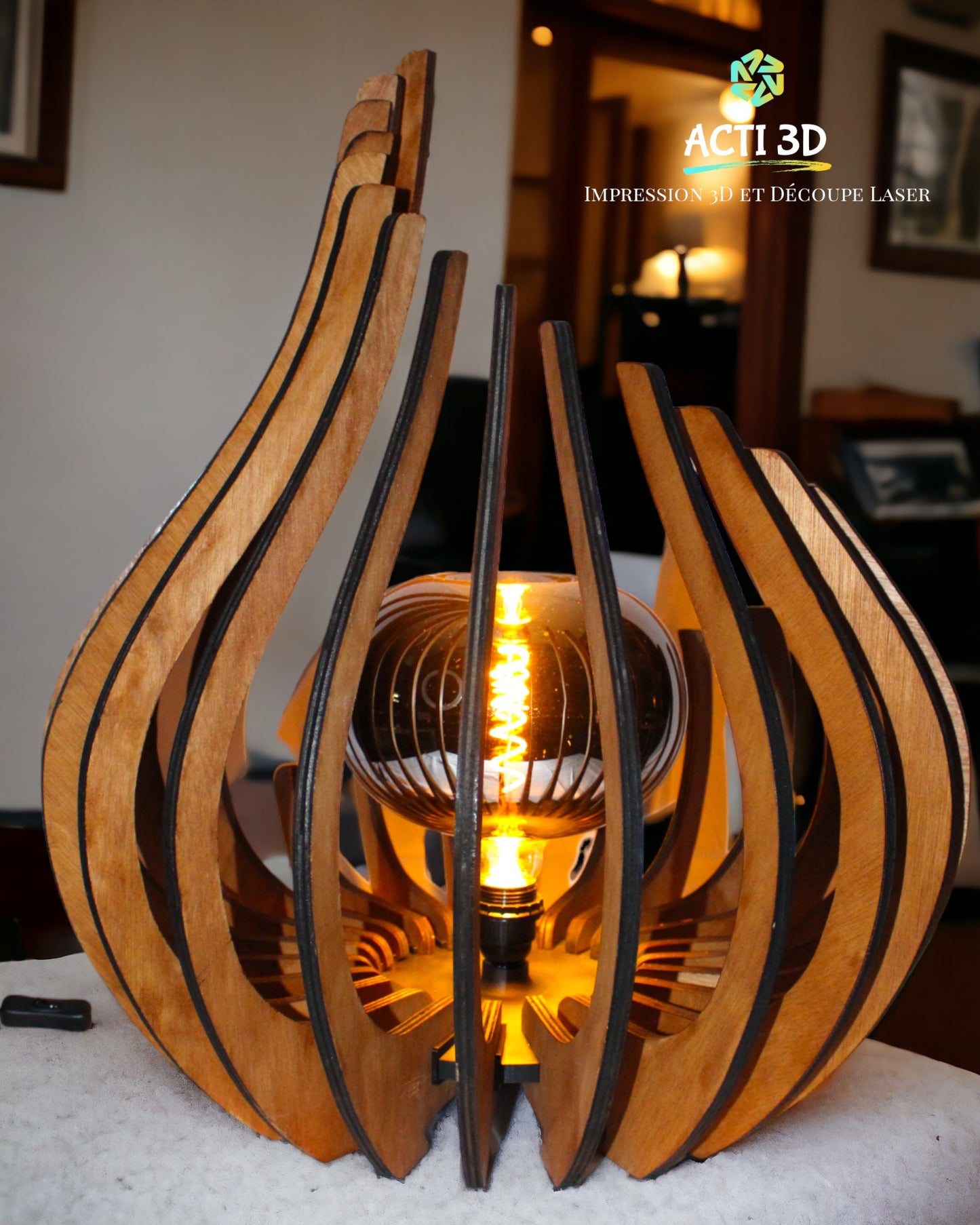 Vintage Round Wood Lamp Design 55*66cm